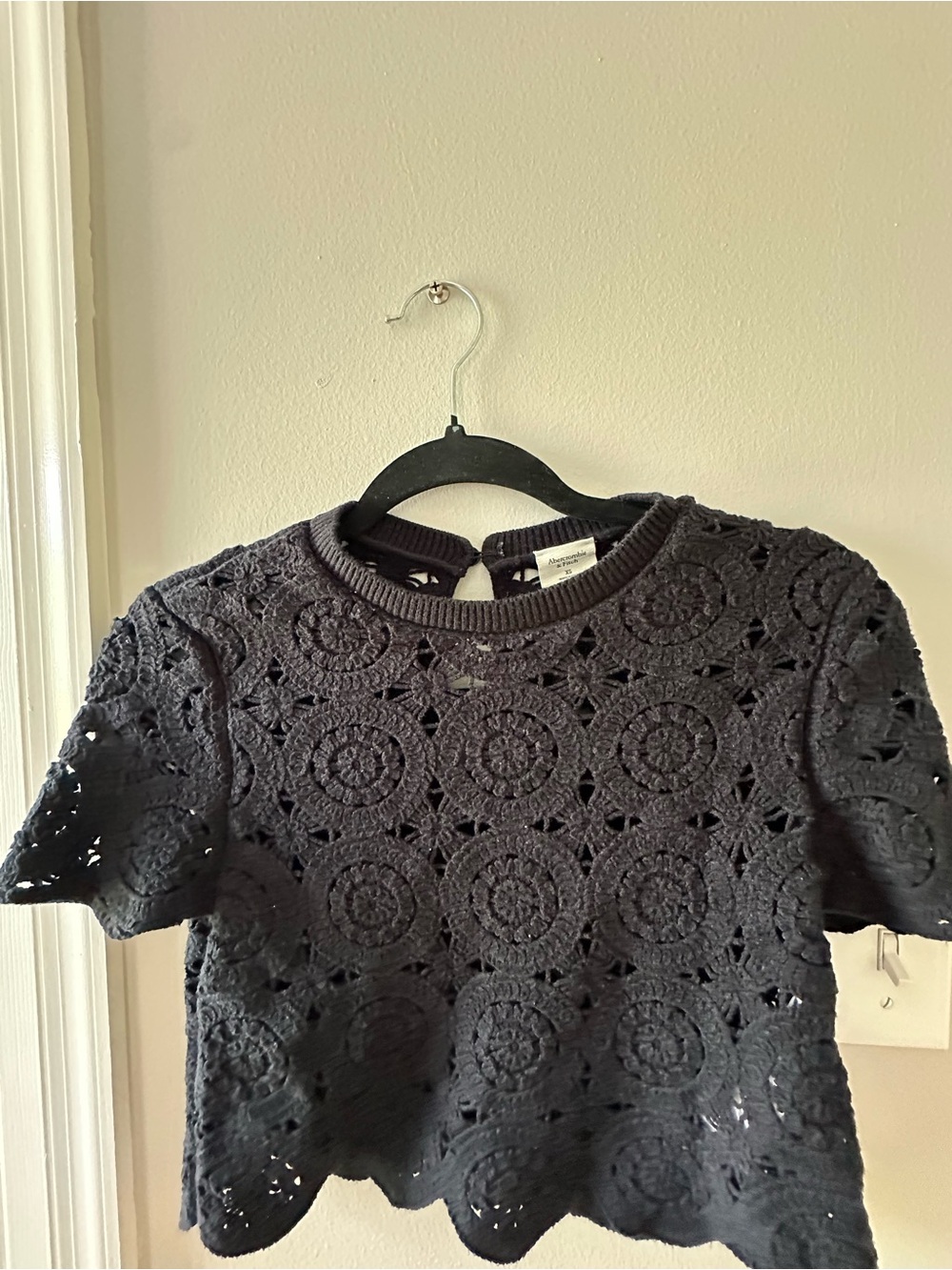 Abercrombie & Fitch Black Crocheted Top
